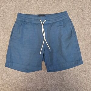 Portuguese Flannel Mens Blue Cotton Linen Textured Drawstring Shorts Size S